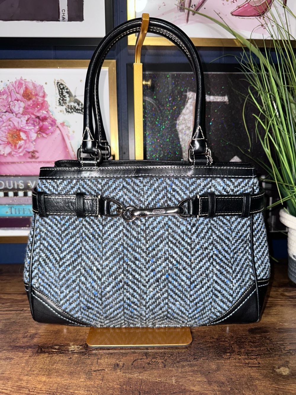 2007 Coach Hampton herringbone tweed  carryall bag
